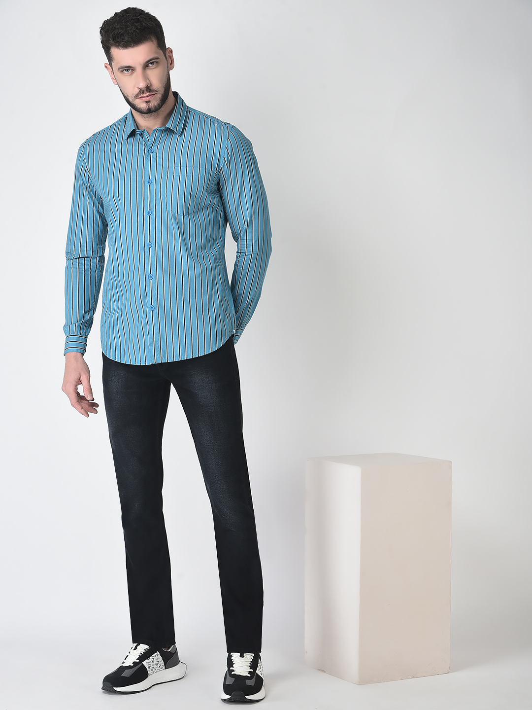 Numero Uno Men Striped Blue Shirt